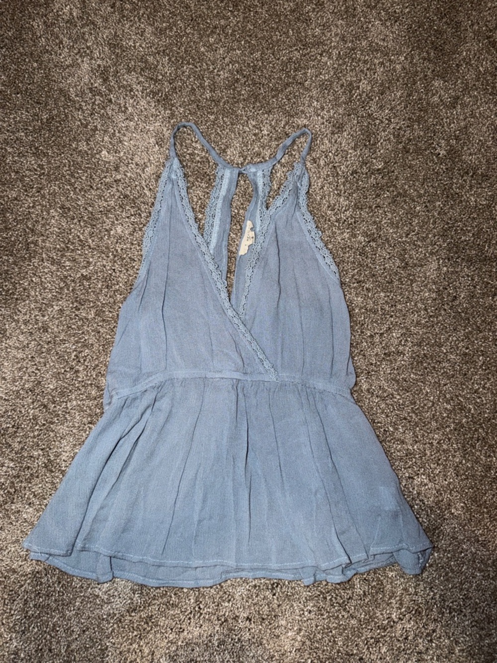 La Hearts Light Blue Lace Trim Racerback Babydoll Tank Top Small‎ Y2K
